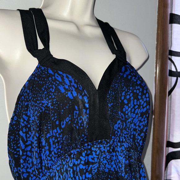 Express Women Blue & Black Casual Maxi Dress with Strappy Back Detail Medium - Picture 6 of 13
